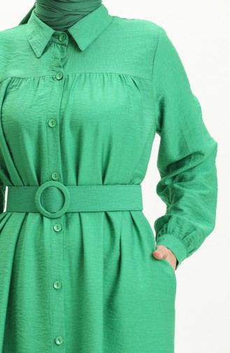 Belted Linen Dress 24Y8914-02 Emerald Green 24Y8914-02