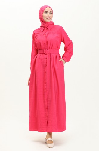 Belted Linen Dress 24Y8914-03 Fuchsia 24Y8914-03