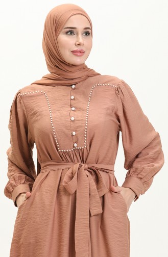 Pearl Belted Dress 24Y9012-02 Brown 24Y9012-02