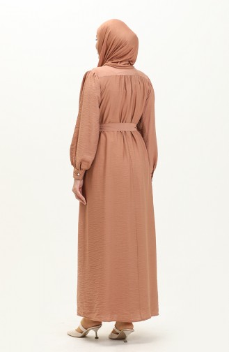 Kleid mit Perlengürtel 24Y9012-02 Braun 24Y9012-02