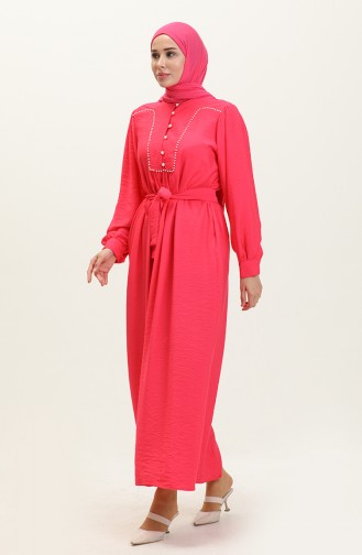 Kleid mit Perlengürtel 24Y9012-03 Fuchsia 24Y9012-03