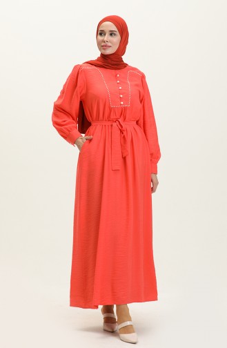 فستان بتصميم لؤلؤ 24Y9012-04 رماني 24Y9012-04