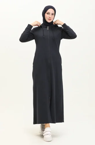 Abaya Sport à Capuche 3011-01 Bleu Marine 3011-01