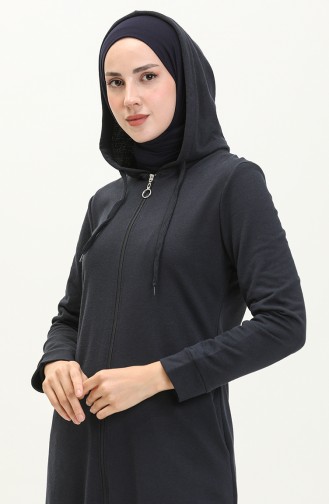 Hooded Pocketed Sports Abaya 3011-01 Navy Blue 3011-01