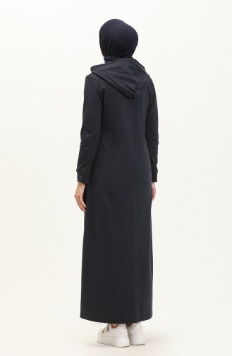 Hooded Pocketed Sports Abaya 3011-01 Navy Blue 3011-01