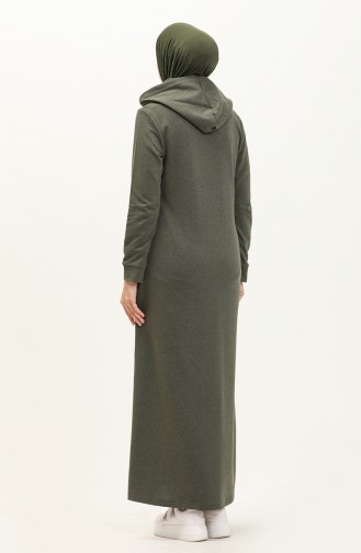 Hooded Sports Abaya with Pocket 3011-02 Khaki 3011-02