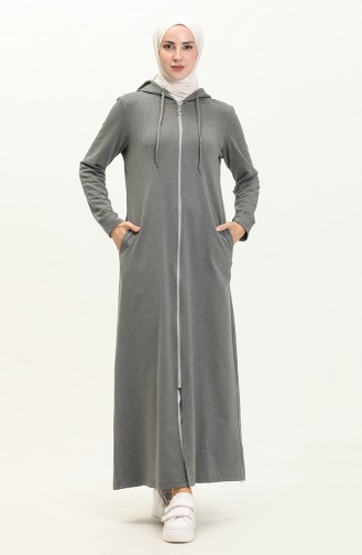 Hooded Pocketed Sports Abaya 3011-03 Gray 3011-03