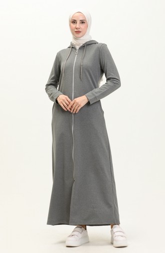 Hooded Pocketed Sports Abaya 3011-03 Gray 3011-03