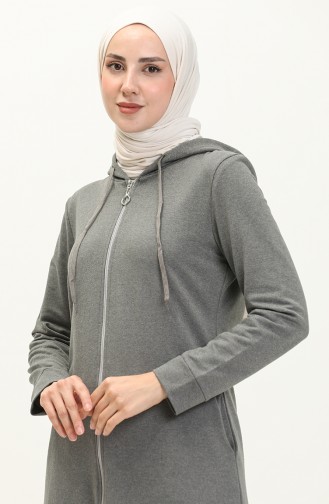 Hooded Pocketed Sports Abaya 3011-03 Gray 3011-03