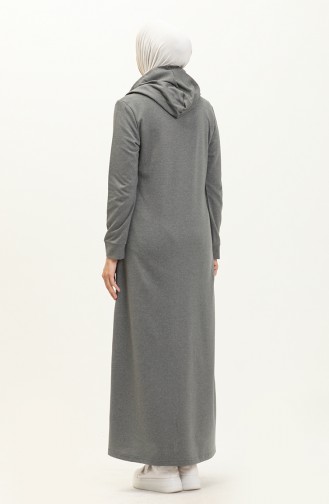 Hooded Pocketed Sports Abaya 3011-03 Gray 3011-03