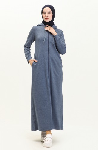 Abaya Sport à Capuche 3011-05 İndigo 3011-05