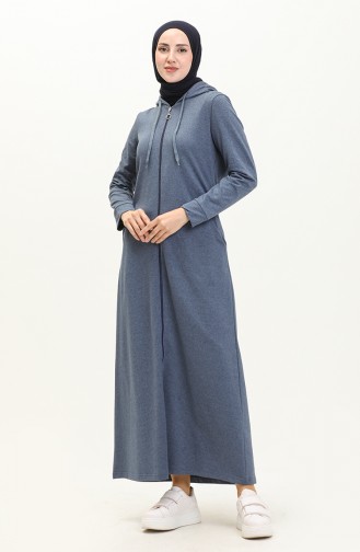 Abaya Sport à Capuche 3011-05 İndigo 3011-05