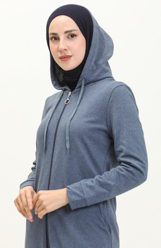 Abaya Sport à Capuche 3011-05 İndigo 3011-05