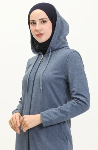 Kapüşonlu Cepli Spor Ferace 3011-05 İndigo