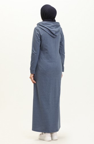 Hooded Pocketed Sports Abaya 3011-05 Indigo 3011-05