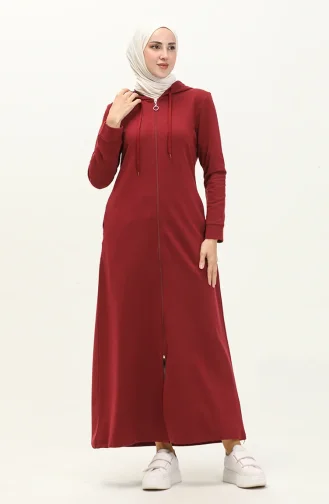 Kapüşonlu Cepli Spor Ferace 3011-06 Bordo