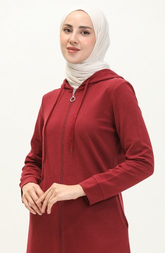 Hooded Pocketed Sports Abaya 3011-06 Claret Red 3011-06