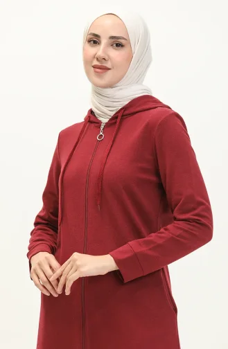 Kapüşonlu Cepli Spor Ferace 3011-06 Bordo