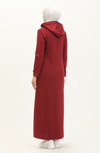 Hooded Pocketed Sports Abaya 3011-06 Claret Red 3011-06