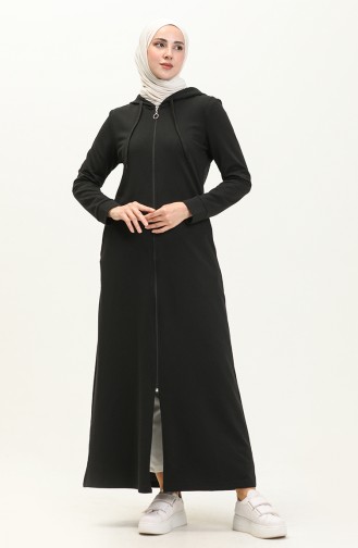 Hooded Pocketed Sports Abaya 3011-07 Black 3011-07