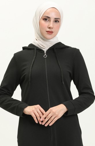 Hooded Pocketed Sports Abaya 3011-07 Black 3011-07