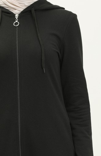 Hooded Pocketed Sports Abaya 3011-07 Black 3011-07