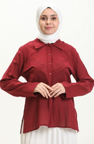 Embroidered Shirt 0032-03 Claret Red 0032-03