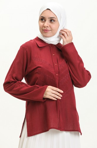 Embroidered Shirt 0032-03 Claret Red 0032-03