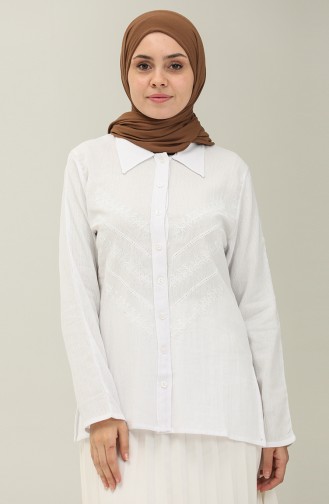 Embroidered Shirt 0032-05 white 0032-05