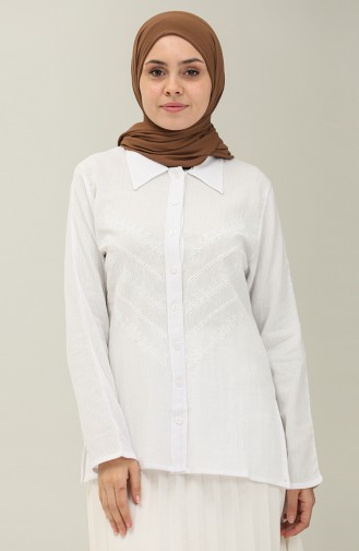 White Overhemdblouse 0032-05