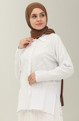 Chemise Brodée 0032-05 Blanc 0032-05