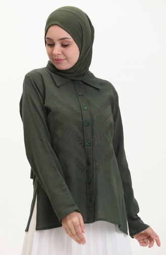 Embroidered Shirt 0032-06 Dark Green 0032-06