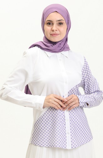 Plaid Shirt 60400-02 white Lilac 60400-02