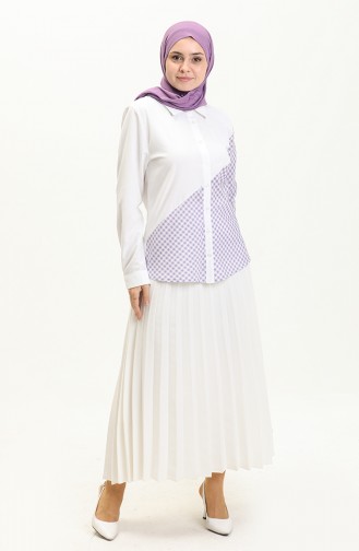 Plaid Shirt 60400-02 white Lilac 60400-02