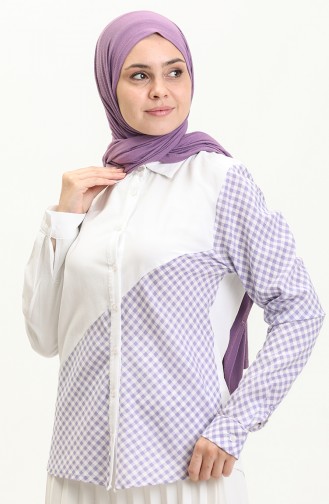 Plaid Shirt 60400-02 white Lilac 60400-02