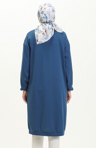 Knielange Tunika-Strickjacke mit Frontknöpfen 4058-04 İndigo 4058-04