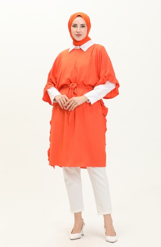 Bürümcük Volanlı Kimono 3996-04 Oranj