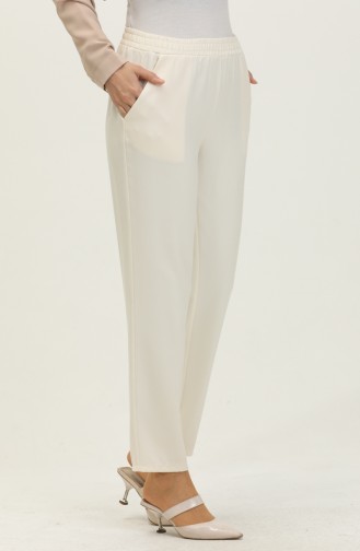 Pocket Straight Leg Trousers 1003-02 Ecru 101003-02