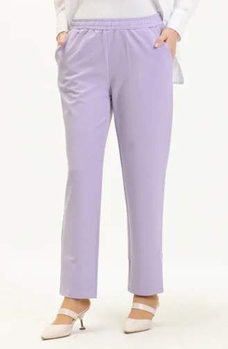 Cepli Düz Paça Pantolon 1007-02 Lila