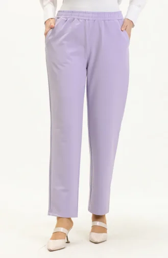 Cepli Düz Paça Pantolon 1007-02 Lila