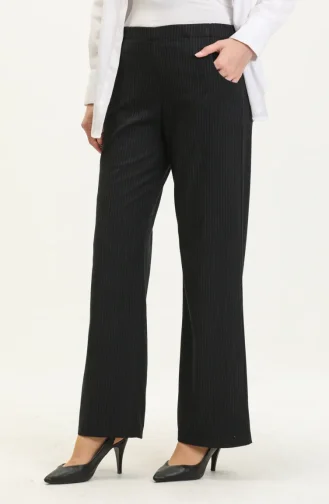 Pantalon Large A Rayure 1009-01 Bleu Marine 101009-01