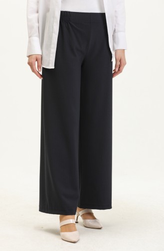 Elastic Waist Wide Leg Trousers 2951C-01 Navy Blue 2951C-01