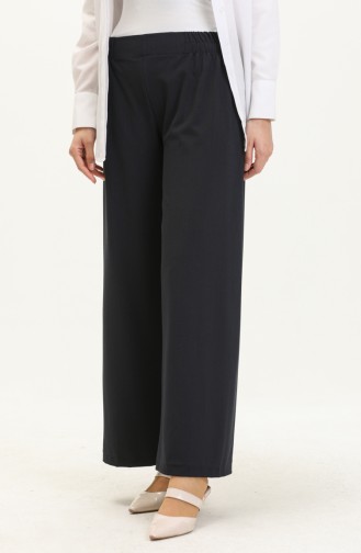 Elastic Waist Wide Leg Trousers 2951C-01 Navy Blue 2951C-01