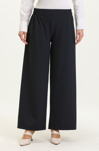 Elastic Waist Wide Leg Trousers 2951C-01 Navy Blue 2951C-01