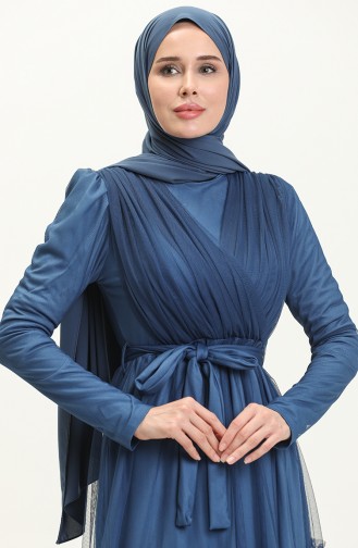 Navy Blue İslamitische Avondjurk 5562-05