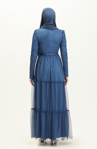 Plissiertes Tüll-Abendkleid 5562-05 Marineblau 5562-05