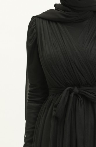 Plissiertes Tüll-Abendkleid 5562-06 Schwarz 5562-06