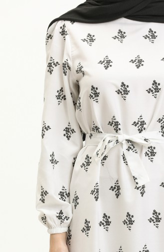 Shirred Hem Dress 40120-01 white Black 40120-01