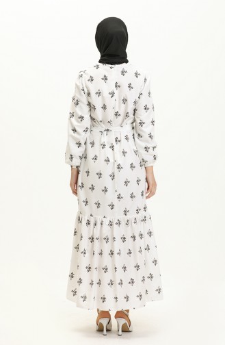 Shirred Hem Dress 40120-01 white Black 40120-01