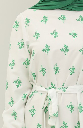 Shirred Hem Dress 40120-03 white Green 40120-03